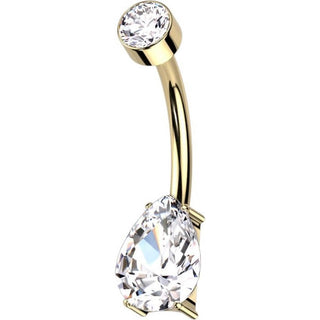 Titanium Belly Button Piercing Drop Zirconia Internally Threaded