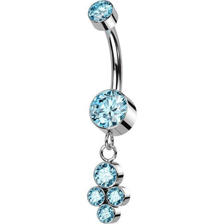 Titanio Piercing Ombelico Argento con pendente di zirconi Filettatura Interna