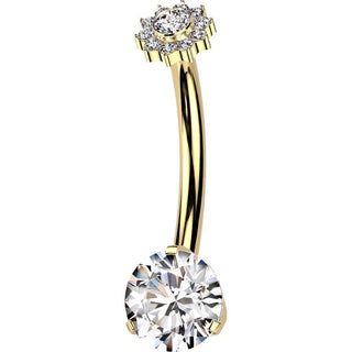 Titanio Piercing Ombelico Fiore zircone rotondo Filettatura Interna