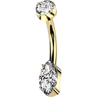 Titanium Belly Button Piercing round zirconia marquise cut zirconia Internally Threaded