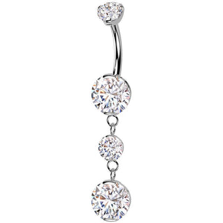 Titanium Belly Button Piercing dangle zirconias Internally Threaded