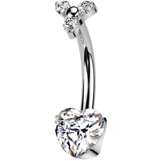 Titanium Belly Button Piercing heart zirconia Internally Threaded