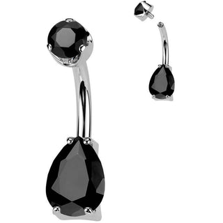 Titanium Belly Button Piercing teardrop natural gem stone Internally Threaded