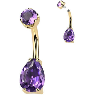 Titanium Belly Button Piercing teardrop natural gem stone Internally Threaded