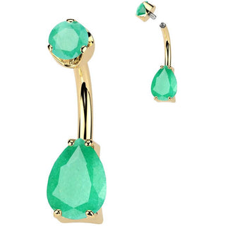 Titanium Belly Button Piercing teardrop natural gem stone Internally Threaded