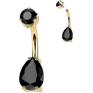 Titanium Belly Button Piercing teardrop natural gem stone Internally Threaded