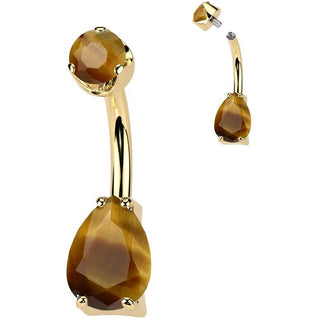 Titanium Belly Button Piercing teardrop natural gem stone Internally Threaded