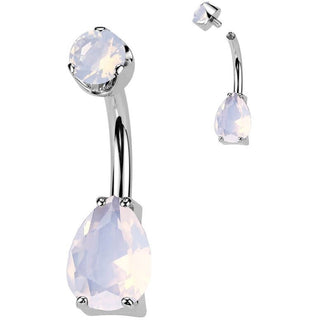 Titanium Belly Button Piercing teardrop natural gem stone Internally Threaded