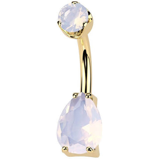 Titanium Belly Button Piercing teardrop natural gem stone Internally Threaded