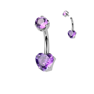 Titanium Belly Button Piercing heart natural gem stone Internally Threaded