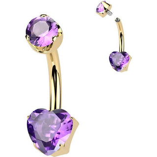 Titanium Belly Button Piercing heart natural gem stone Internally Threaded