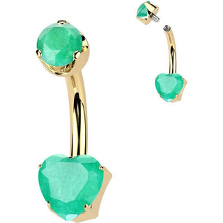 Titanium Belly Button Piercing heart natural gem stone Internally Threaded