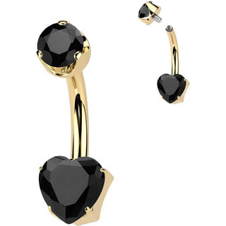 Titanium Belly Button Piercing heart natural gem stone Internally Threaded