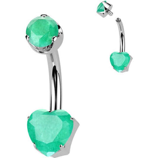 Titanium Belly Button Piercing heart natural gem stone Internally Threaded