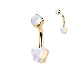 Titanium Belly Button Piercing heart natural gem stone Internally Threaded