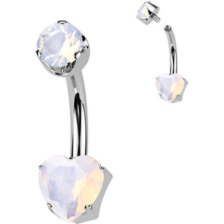 Titanium Belly Button Piercing heart natural gem stone Internally Threaded