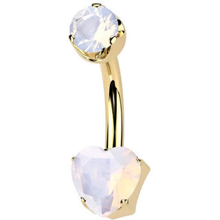 Titanium Belly Button Piercing heart natural gem stone Internally Threaded