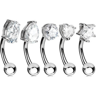 Kolczyk do brwi srebrny cyrkonia, 5 sztuki