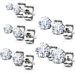 Zirconi e argento 5 coppie, 5 pezzi