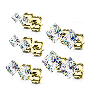 Zirconi quadrati 5 paia , 5 pezzi