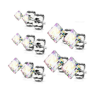 Zirconi quadrati 5 paia , 5 pezzi