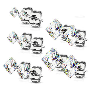 Zirconi quadrati 5 paia , 5 pezzi