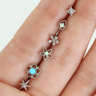 Nose L-Shape Set Zirconia Silver, 6  pieces