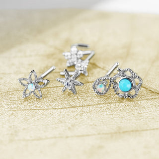 Nose L-Shape Set Zirconia Silver, 6  pieces