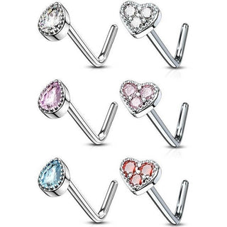 Nose L-Shape Set Zirconia Silver, 6  pieces