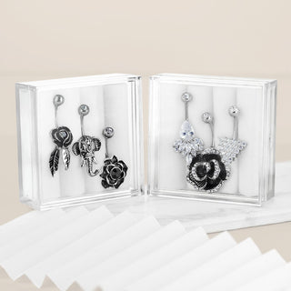 Belly Button Piercing Set Zirconia Silver, 3  pieces