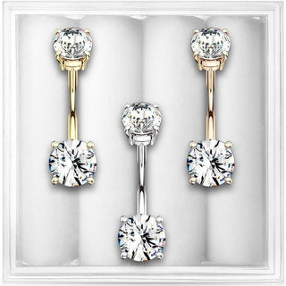 Piercing Ombelico Zirconi Filettatura Interna, 3 pezzi