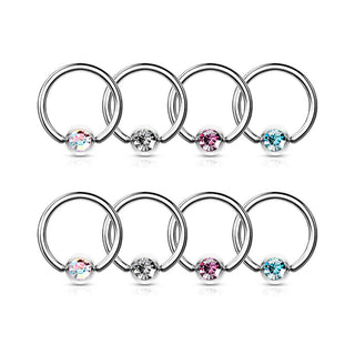 Anello Piercing Zirconi Perla Prigioniera, 4 pezzi