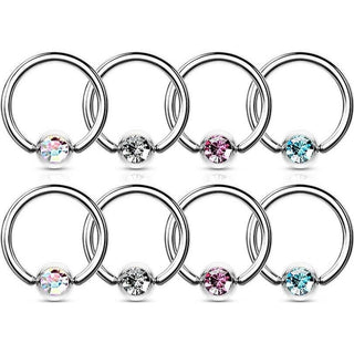 Anello Piercing Zirconi Perla Prigioniera, 4 pezzi
