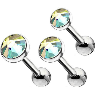 Barbell Argento con zircone tondo, 3 pezzi