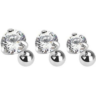 Barbell Argento con zircone tondo, 3 pezzi