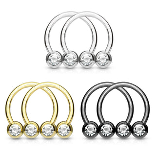 Ferro di Cavallo Sfera con zircone, 6 pezzi