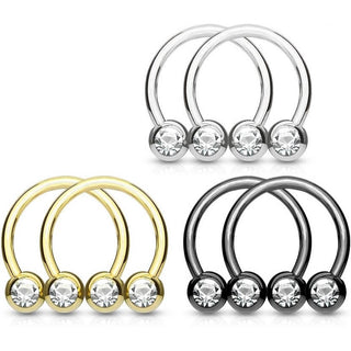 Ferro di Cavallo Sfera con zircone, 6 pezzi