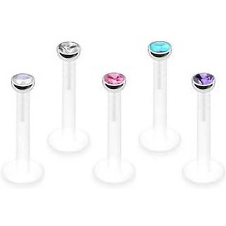Labret Zirconia Round, 5  pieces