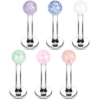 Labret Acrylic Glitter Ball, 6  pieces