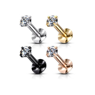 Labret Zirconia Round Internally Threaded, 4  pieces