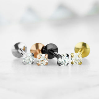 Labret Zirconia Round Internally Threaded, 4  pieces