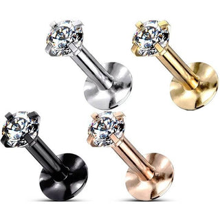 Labret Zirconia Round Internally Threaded, 4  pieces