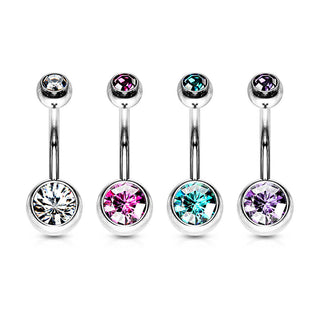 Piercing Ombelico Argento e sfera con zircone, 4 pezzi