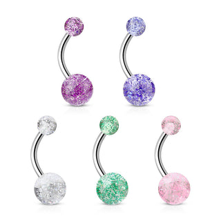 Belly Button Piercing Acrylic Ultra Glitter Ball, 5  pieces