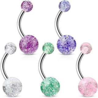 Belly Button Piercing Acrylic Ultra Glitter Ball, 5  pieces
