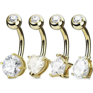Piercing Ombelico zirconia, 4 pezzi