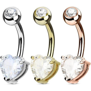 Piercing Ombelico Cuore di zircone, 3 pezzi