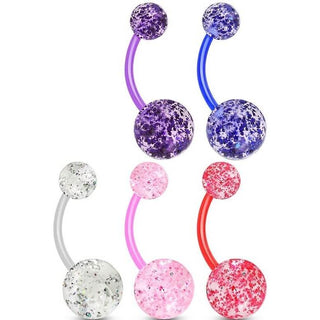Belly Button Piercing Acrylic Ultra Glitter Ball , 5 pieces