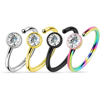 Nose Hoop Zirconia Round Bendable, 4  pieces