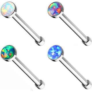 Nose Stud Opal Round Silver, 4  pieces